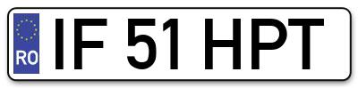 Placuta inmatriculare numar auto  IF-51-HPT, IF 51 HPT, IF51HPT