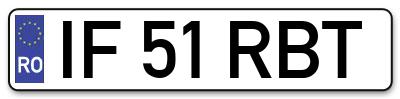 Placuta inmatriculare numar auto  IF-51-RBT, IF 51 RBT, IF51RBT