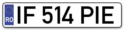 Placuta inmatriculare numar auto  IF-514-PIE, IF 514 PIE, IF514PIE