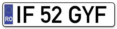 Placuta inmatriculare numar auto  IF-52-GYF, IF 52 GYF, IF52GYF