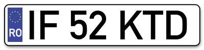 Placuta inmatriculare numar auto  IF-52-KTD, IF 52 KTD, IF52KTD