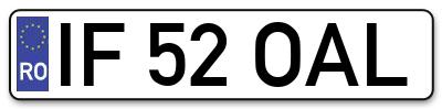Placuta inmatriculare numar auto  IF-52-OAL, IF 52 OAL, IF52OAL