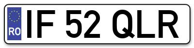 Placuta inmatriculare numar auto  IF-52-QLR, IF 52 QLR, IF52QLR
