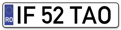 Placuta inmatriculare numar auto  IF-52-TAO, IF 52 TAO, IF52TAO
