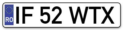 Placuta inmatriculare numar auto  IF-52-WTX, IF 52 WTX, IF52WTX