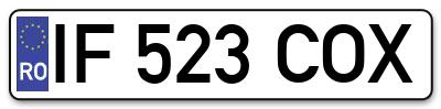 Placuta inmatriculare numar auto  IF-523-COX, IF 523 COX, IF523COX