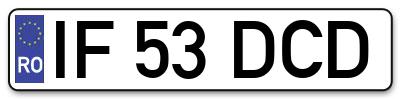 Placuta inmatriculare numar auto  IF-53-DCD, IF 53 DCD, IF53DCD