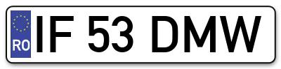 Placuta inmatriculare numar auto  IF-53-DMW, IF 53 DMW, IF53DMW