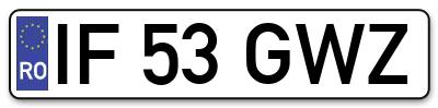 Placuta inmatriculare numar auto  IF-53-GWZ, IF 53 GWZ, IF53GWZ
