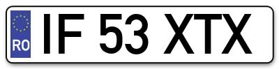 Placuta inmatriculare numar auto  IF-53-XTX, IF 53 XTX, IF53XTX