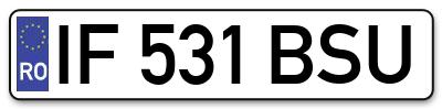 Placuta inmatriculare numar auto  IF-531-BSU, IF 531 BSU, IF531BSU
