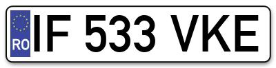 Placuta inmatriculare numar auto  IF-533-VKE, IF 533 VKE, IF533VKE