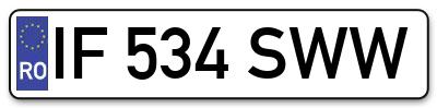 Placuta inmatriculare numar auto  IF-534-SWW, IF 534 SWW, IF534SWW