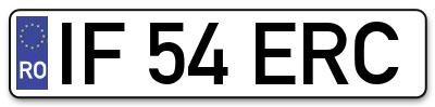 Placuta inmatriculare numar auto  IF-54-ERC, IF 54 ERC, IF54ERC