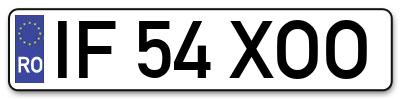 Placuta inmatriculare numar auto  IF-54-XOO, IF 54 XOO, IF54XOO