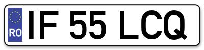 Placuta inmatriculare numar auto  IF-55-LCQ, IF 55 LCQ, IF55LCQ