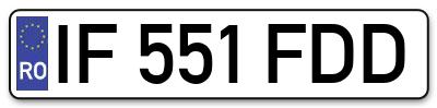 Placuta inmatriculare numar auto  IF-551-FDD, IF 551 FDD, IF551FDD