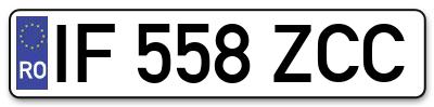 Placuta inmatriculare numar auto  IF-558-ZCC, IF 558 ZCC, IF558ZCC
