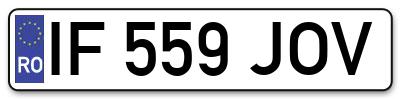 Placuta inmatriculare numar auto  IF-559-JOV, IF 559 JOV, IF559JOV