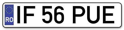 Placuta inmatriculare numar auto  IF-56-PUE, IF 56 PUE, IF56PUE