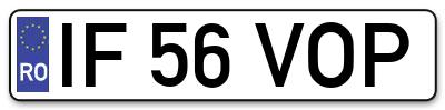 Placuta inmatriculare numar auto  IF-56-VOP, IF 56 VOP, IF56VOP