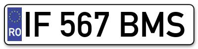 Placuta inmatriculare numar auto  IF-567-BMS, IF 567 BMS, IF567BMS