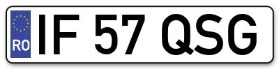 Placuta inmatriculare numar auto  IF-57-QSG, IF 57 QSG, IF57QSG