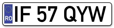 Placuta inmatriculare numar auto  IF-57-QYW, IF 57 QYW, IF57QYW