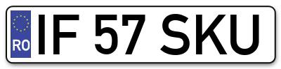 Placuta inmatriculare numar auto  IF-57-SKU, IF 57 SKU, IF57SKU