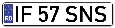 Placuta inmatriculare numar auto  IF-57-SNS, IF 57 SNS, IF57SNS
