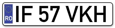 Placuta inmatriculare numar auto  IF-57-VKH, IF 57 VKH, IF57VKH