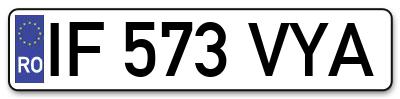 Placuta inmatriculare numar auto  IF-573-VYA, IF 573 VYA, IF573VYA