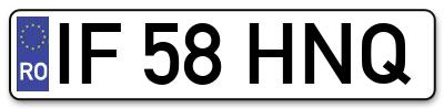 Placuta inmatriculare numar auto  IF-58-HNQ, IF 58 HNQ, IF58HNQ