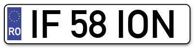 Placuta inmatriculare numar auto  IF-58-ION, IF 58 ION, IF58ION