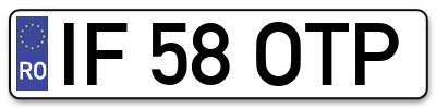 Placuta inmatriculare numar auto  IF-58-OTP, IF 58 OTP, IF58OTP