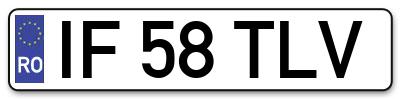 Placuta inmatriculare numar auto  IF-58-TLV, IF 58 TLV, IF58TLV
