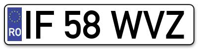 Placuta inmatriculare numar auto  IF-58-WVZ, IF 58 WVZ, IF58WVZ