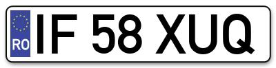 Placuta inmatriculare numar auto  IF-58-XUQ, IF 58 XUQ, IF58XUQ