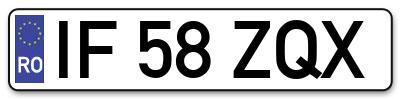 Placuta inmatriculare numar auto  IF-58-ZQX, IF 58 ZQX, IF58ZQX