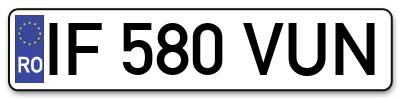 Placuta inmatriculare numar auto  IF-580-VUN, IF 580 VUN, IF580VUN