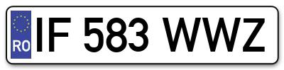 Placuta inmatriculare numar auto  IF-583-WWZ, IF 583 WWZ, IF583WWZ