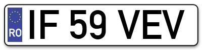 Placuta inmatriculare numar auto  IF-59-VEV, IF 59 VEV, IF59VEV