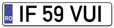 Placuta inmatriculare numar auto  IF-59-VUI, IF 59 VUI, IF59VUI