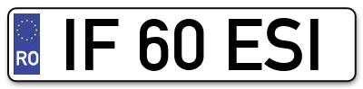 Placuta inmatriculare numar auto  IF-60-ESI, IF 60 ESI, IF60ESI