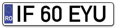 Placuta inmatriculare numar auto  IF-60-EYU, IF 60 EYU, IF60EYU