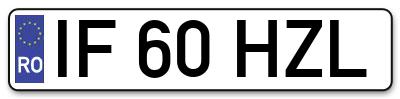 Placuta inmatriculare numar auto  IF-60-HZL, IF 60 HZL, IF60HZL
