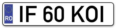 Placuta inmatriculare numar auto  IF-60-KOI, IF 60 KOI, IF60KOI