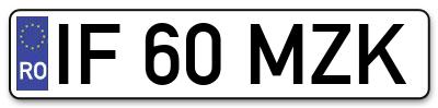 Placuta inmatriculare numar auto  IF-60-MZK, IF 60 MZK, IF60MZK