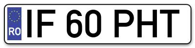 Placuta inmatriculare numar auto  IF-60-PHT, IF 60 PHT, IF60PHT