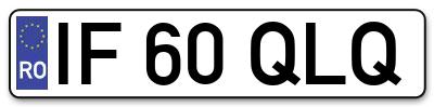 Placuta inmatriculare numar auto  IF-60-QLQ, IF 60 QLQ, IF60QLQ